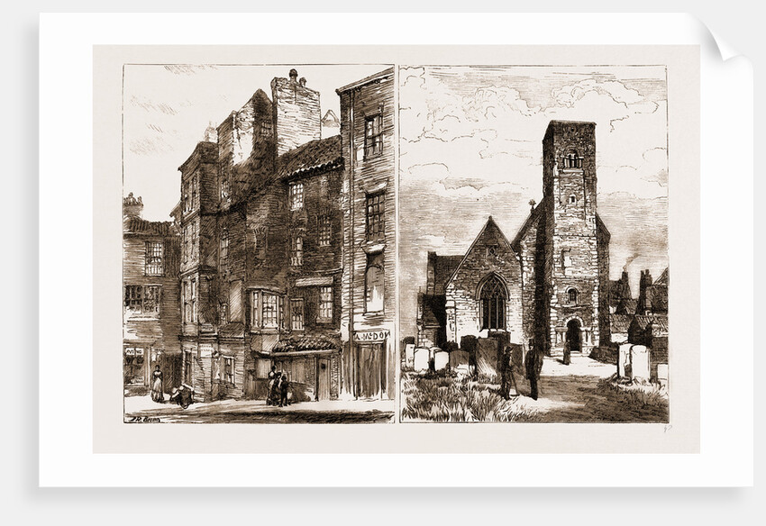 Old Houses Near High Street, Monkwearmouth Church by Anonymous
