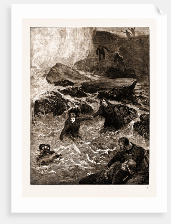 The Gallant Rescue By Mrs. Wright And Miss Jessie Ace Of Men Of The Mumbles Lifeboat, At Mumbles Head by Anonymous