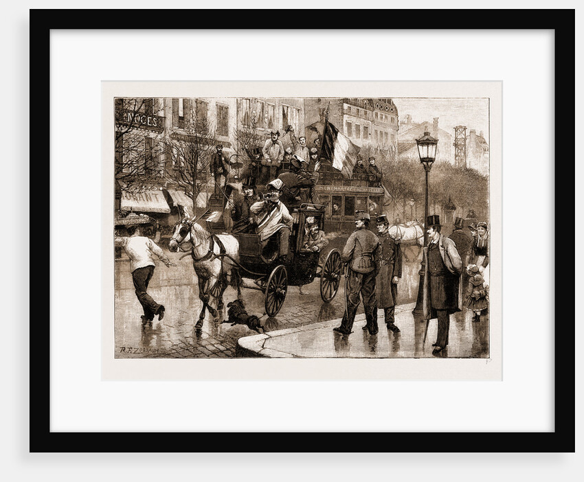 The Military Conscription In Paris, France: Conscripts Returning From The Drawing By Lot At The Palais De L'industrie by Anonymous