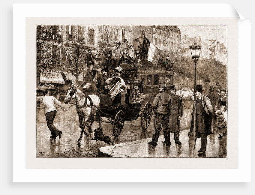 The Military Conscription In Paris, France: Conscripts Returning From The Drawing By Lot At The Palais De L'industrie by Anonymous