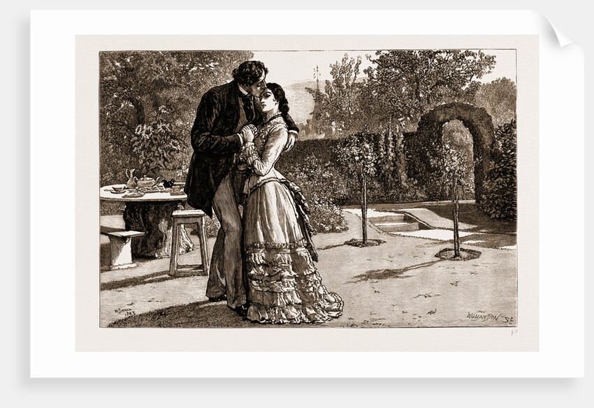 Thirlby Hall, Drawn By William Small, 1883; Yielding To An Uncontrollable Impulse, I Caught Her Suddenly In My Arms, And Kissed Her Forehead. by Anonymous