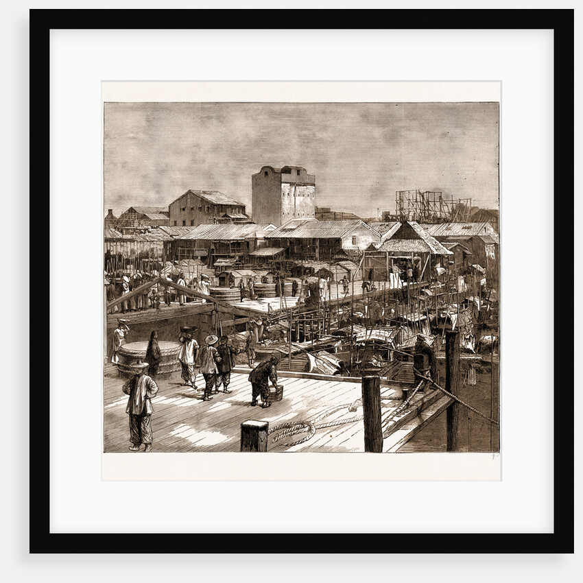 Wharf At Canton, Where The Rioting Began, And From Which A Chinese Porter Fell Into The Water And Was Drowned, China, 1883 by Anonymous
