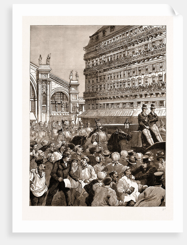 The Royal Carriage Leaving The Gare Du Nord: The Mob Hooting The King, Paris, France, 1883 by Anonymous
