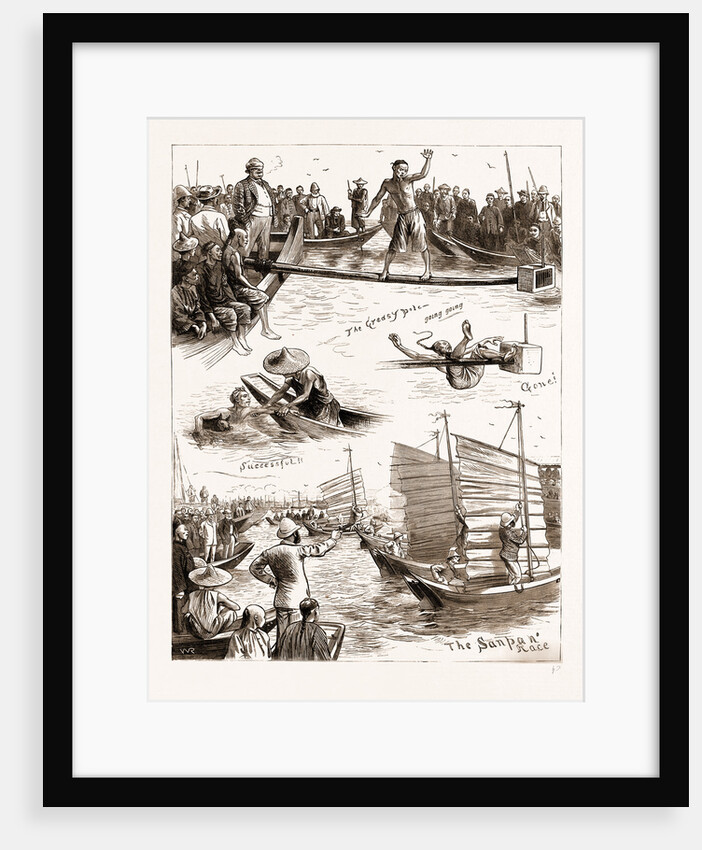 Aquatic Sports At Amoy, 1883; The Greasy Pole, The Sanpan Race by Anonymous