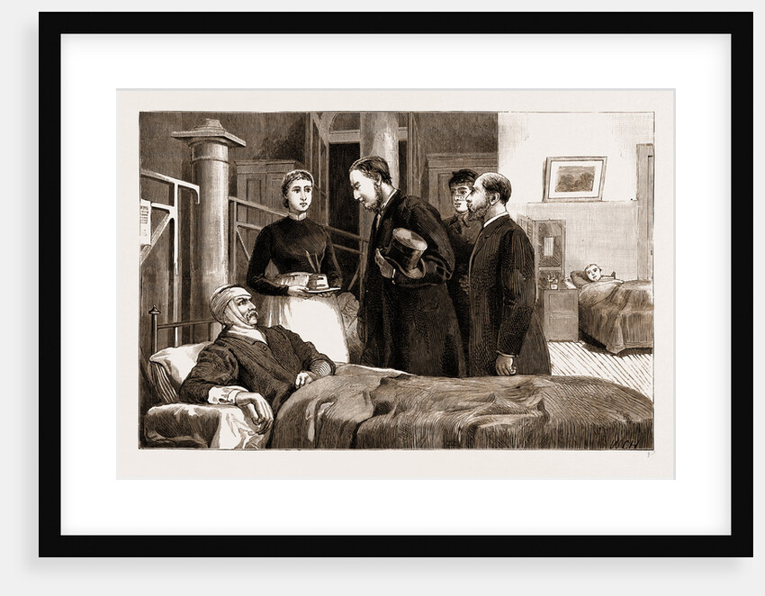 The Explosions On The Underground Railway, Sir William Harcourt Visiting The Wounded At St. Mary's Hospital, UK, 1883 by Anonymous
