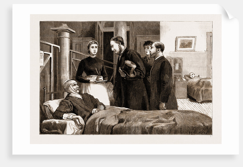 The Explosions On The Underground Railway, Sir William Harcourt Visiting The Wounded At St. Mary's Hospital, UK, 1883 by Anonymous