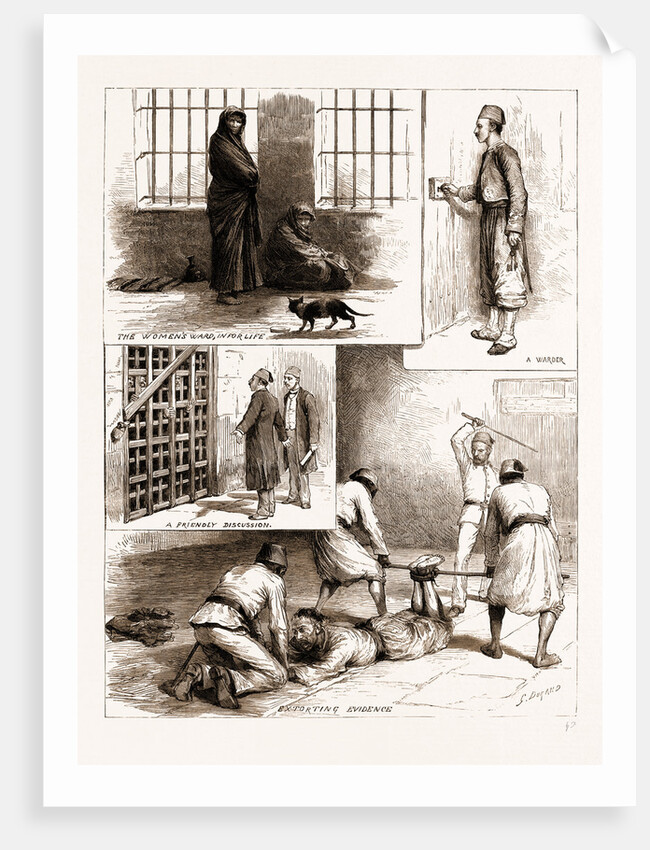 Scenes From The Egyptian Prisons, Cairo, 1883; The Women's Ward, In For Life; A Warder, A Friendly Discussion, Extorting Evidence by Anonymous