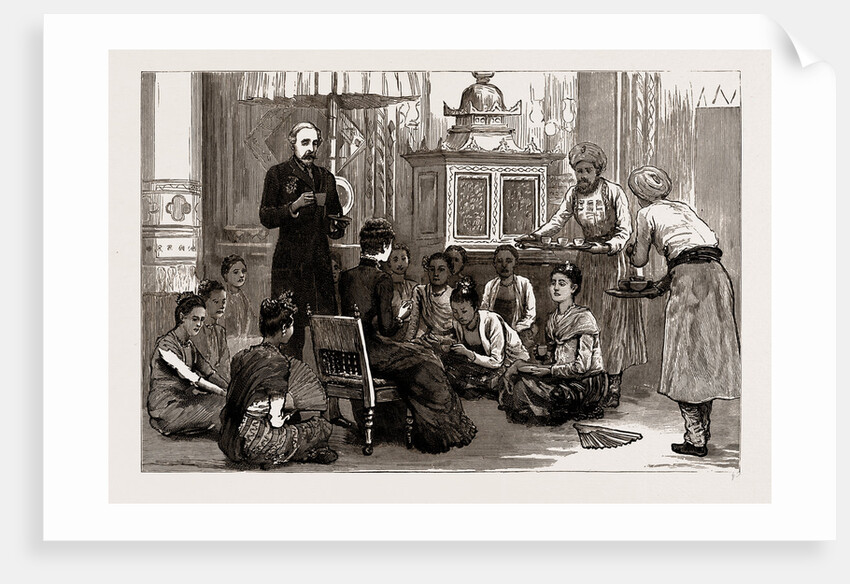 With Lord Dufferin In Burma: Lady Dufferin Receives The Burmese Ladies At Afternoon Tea In The Palace, Mandalay, 1886 by Anonymous