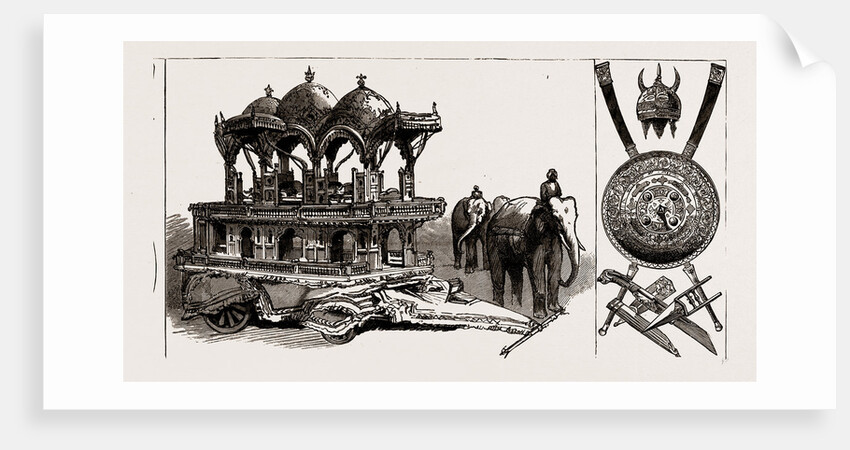 The Indian Section Of The Colonial And Indian Exhibition: Model Of State Elephant Carriage Belonging To The Maharajah Of Ulwar, Trophy Of Indian Arms, 1886 by Anonymous