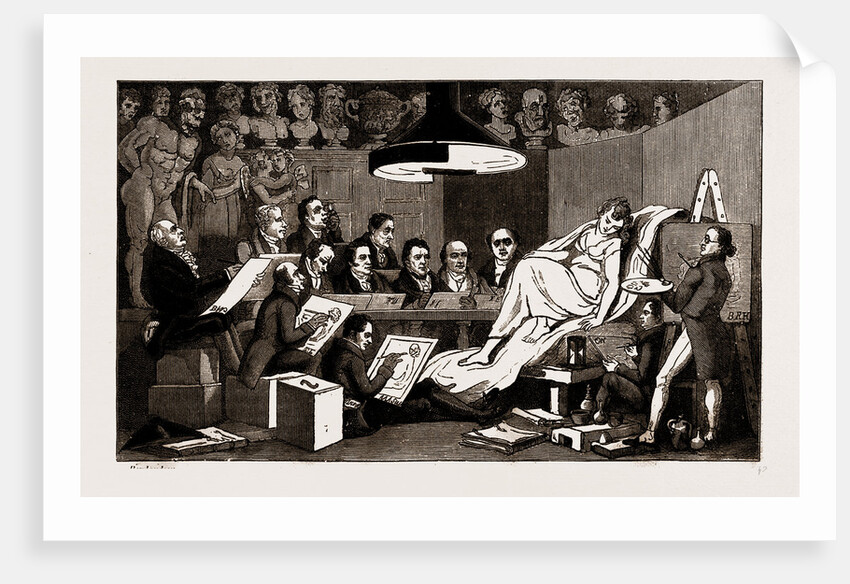 R.A.'s Of Genius, Life School At The Royal Academy, 1824, UK, 1886; Rowlandson, Sir Benjamin West, Sir Thomas Lawrence, Sir M.a. Shee by Anonymous