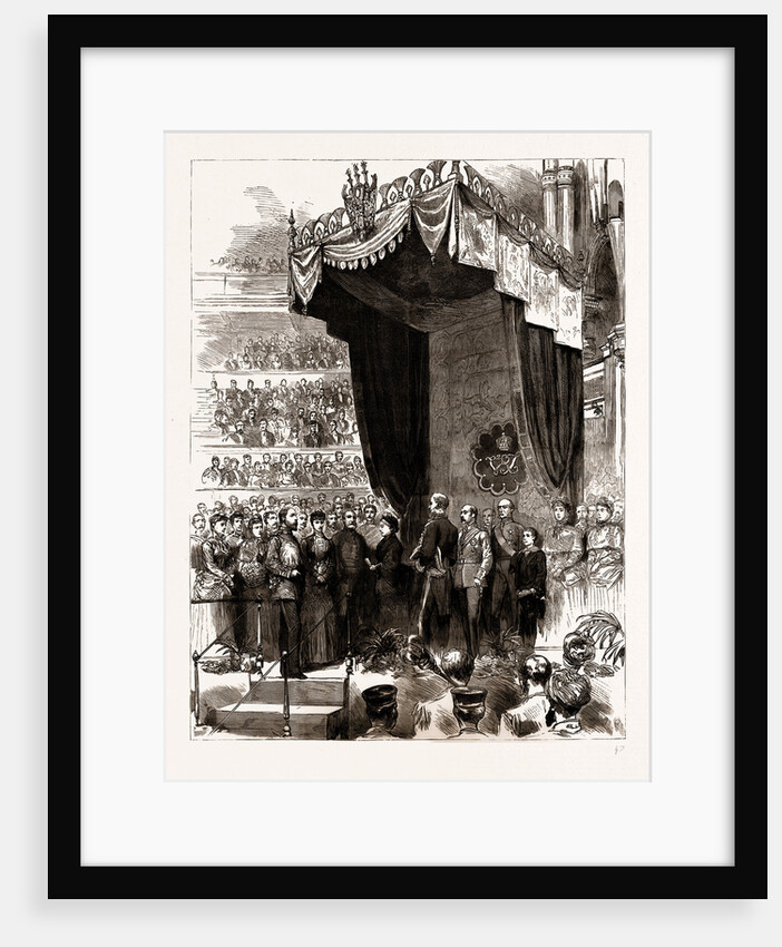 The Opening Of The Colonial And Indian Exhibition By The Queen: Her Majesty Reading The Reply To The Prince Of Wales's Address In The Albert Hall, UK, 1886 by Anonymous