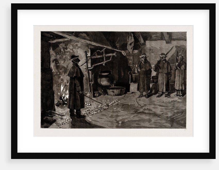 Moonlighters On A Raid For Arms, Drilling In Mr. Walsh's House, 1886 by Anonymous