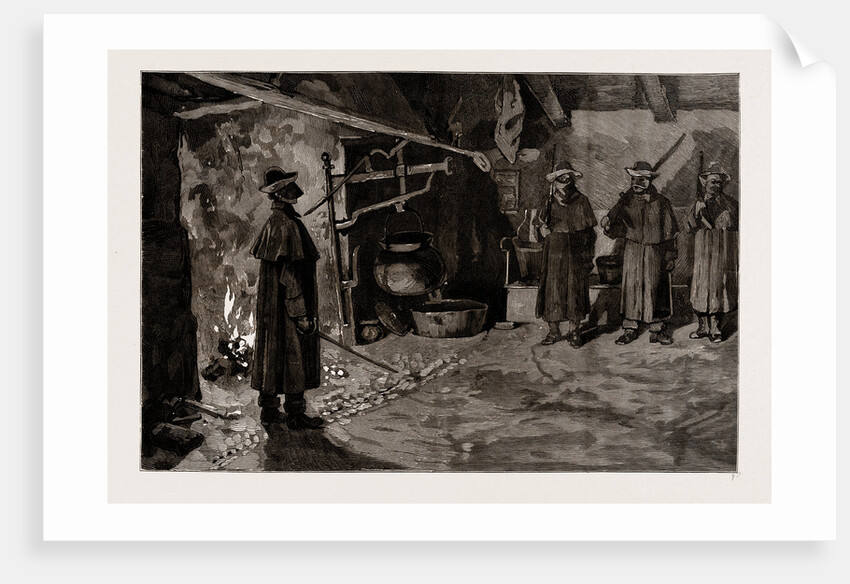 Moonlighters On A Raid For Arms, Drilling In Mr. Walsh's House, 1886 by Anonymous