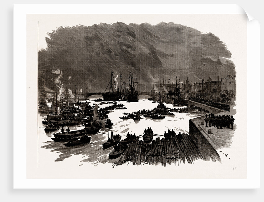 The Laying Of The Memorial Stone Of The New Tower Bridge By The Prince Of Wales: The Scene On The Thames, London, UK, 1886 by Anonymous
