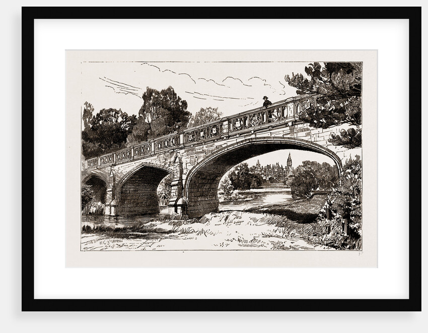 Eaton Hall: The Hall, Seen Through Saighton Bridge, UK, 1886 by Anonymous