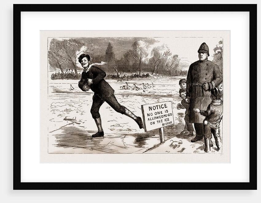 The Recent Frost And Snow Storm In London: Danger! A Scene In St. James's Park, UK, 1886 by Anonymous