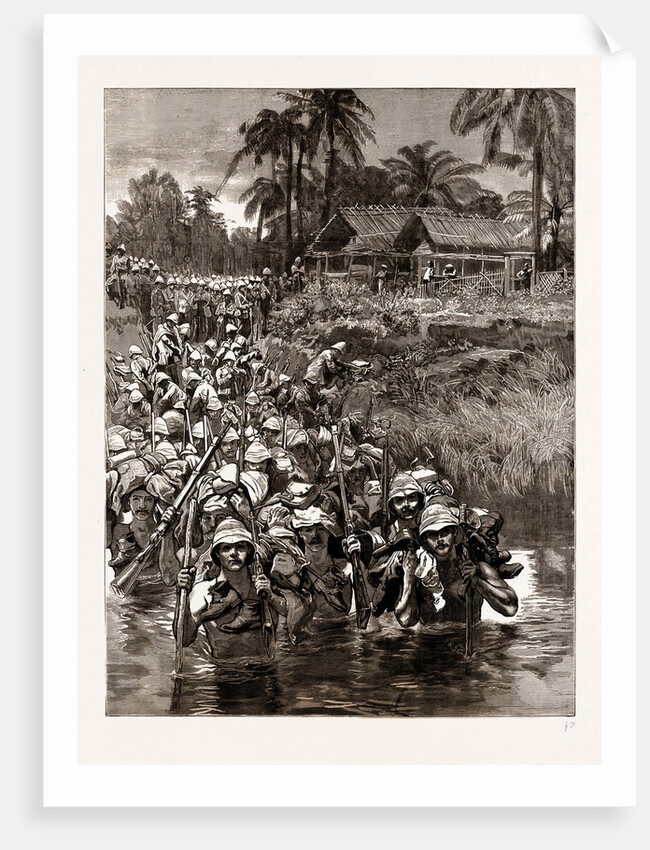 With The Tonghoo Field Force, Burma: Somersetshire Light Infantry Crossing The Twsa River, 1886 by Anonymous
