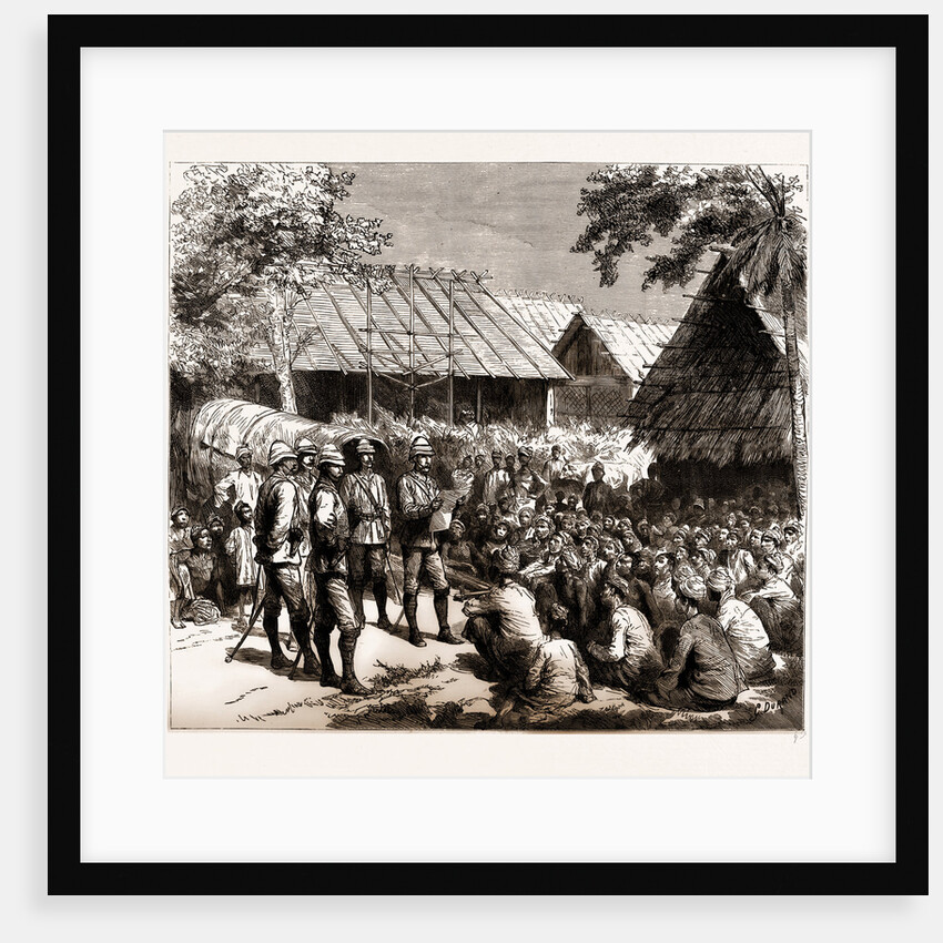Captain Eyre, Political Officer, Reading The Proclamation To The Natives The Day After The Action At Koolee Gyoung, 1886 by Anonymous