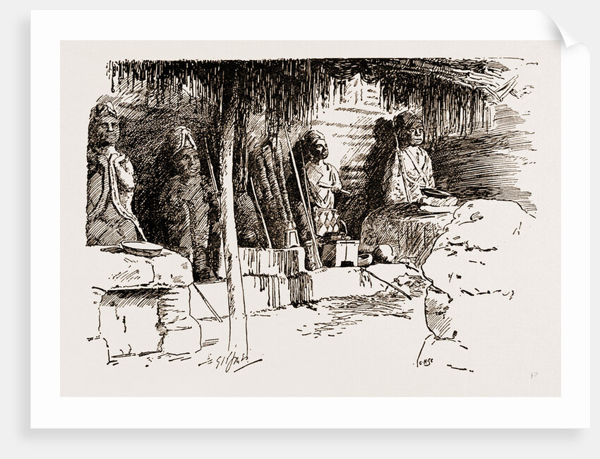 The Place Where Cannibal Rites And Human Sacrifices Are Performed. The Ju-ju House At Gwato, Near Benin, 1897 by Anonymous