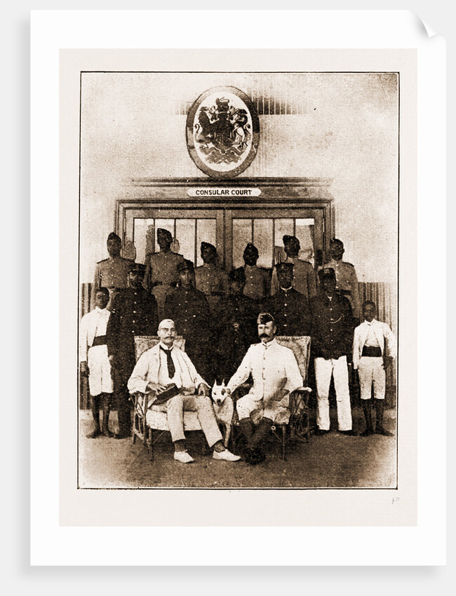 Vice-consul Major Crawford, The Medical Officer, Customs And Officials. The Consular Court At Brenin, 1897 by Anonymous