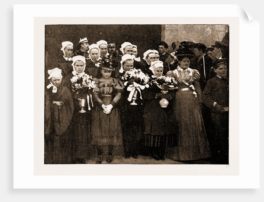 The Presentation Of Drummond Castle Medals: Breton Children With Bouquets For The French And British Officials, 1897 by Anonymous