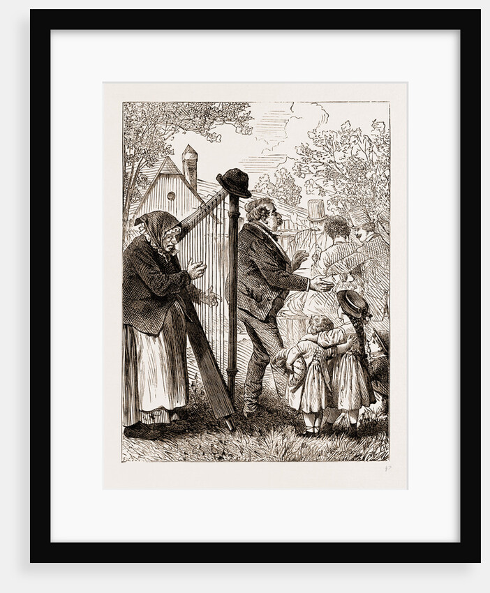 A Harpist, Vienna Engraving 1873 by Anonymous