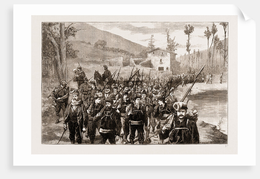 Republican Volunteers In Pursuit Of Carlists In The Catalonian Mountain, Spain 1873 by Anonymous