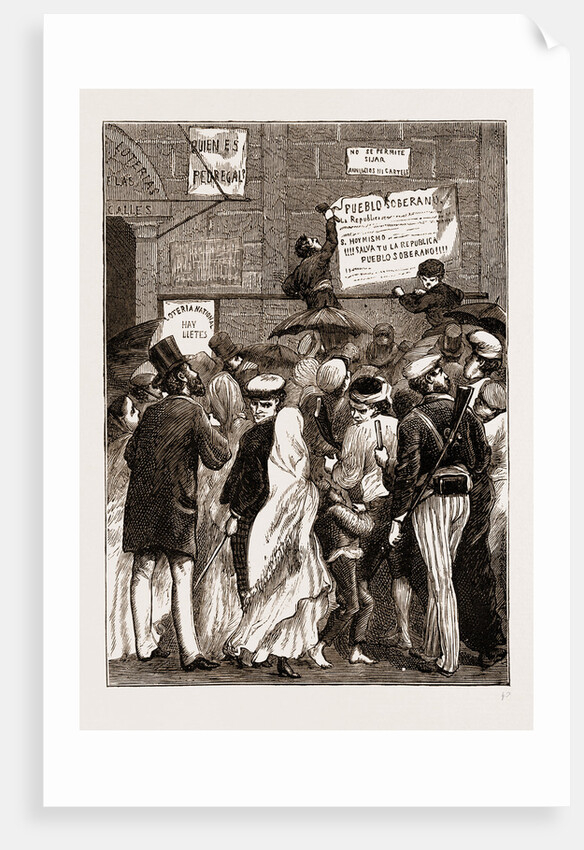 Posting A Revolutionarz Bill, Street Scene In Madrid Spain 1873 by Anonymous
