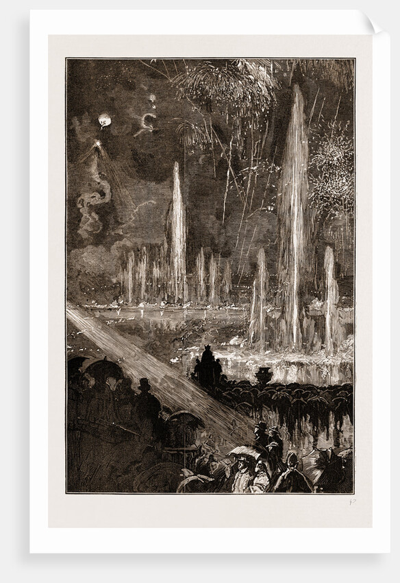 The Shah Of Persia (iran) At The Crystal Palace London UK 1873, The Fountains Illuminated And Fireworks by Anonymous