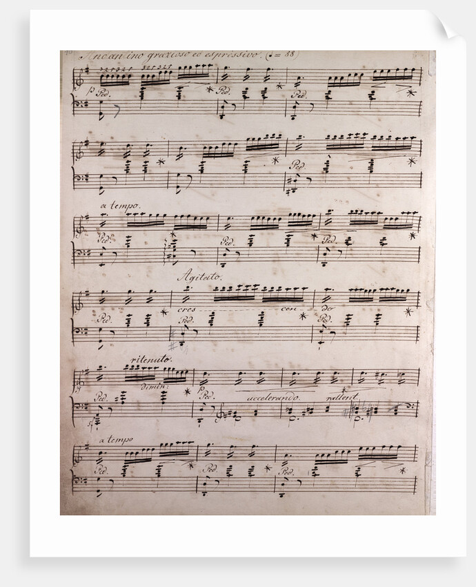 Handwritten sheet music, andantino grazioso ed espressivo by Anonymous