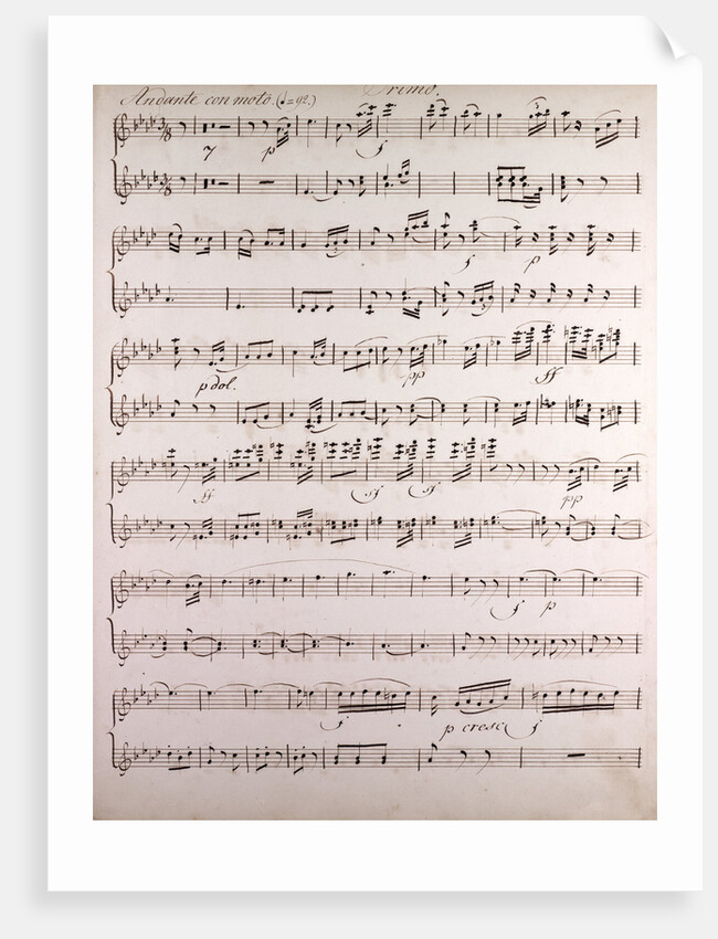 Handwritten sheet music, andante con moto by Anonymous