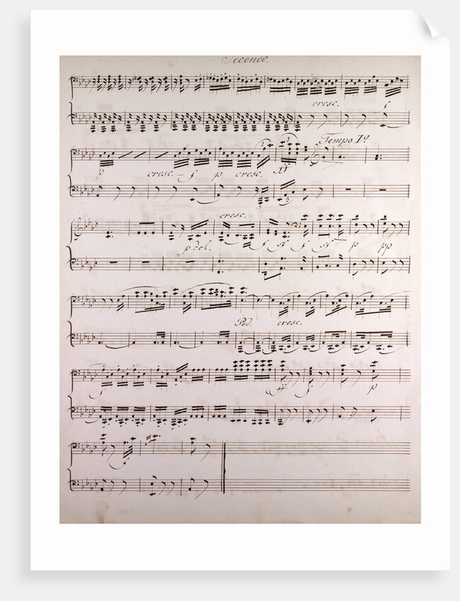 Handwritten sheet music, secondo, tempo by Anonymous