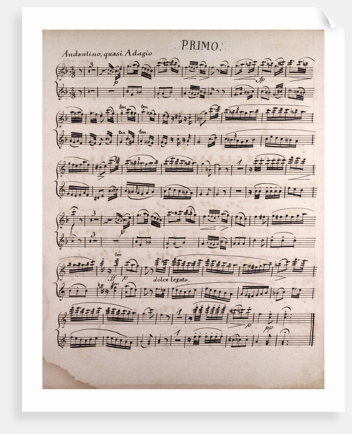 Handwritten sheet music, andantino quasi adagio by Anonymous