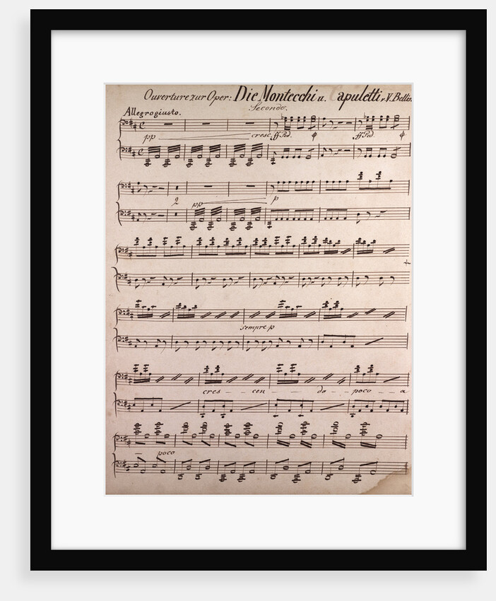 Ouverture of the Opera Die Montecchi and apuletti from Bellini, handwritten sheet music by Anonymous