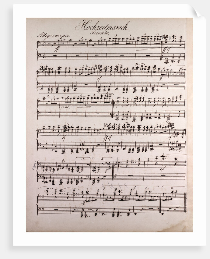 Handwritten sheet music, Hochzeitmarsch, allegro vivace by Anonymous