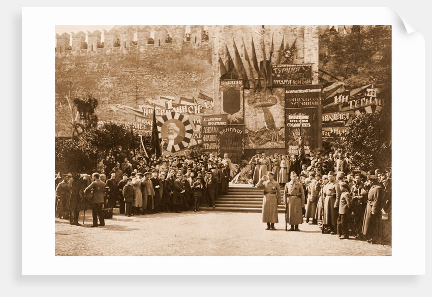 Lenin with comrades at a May Day rally in Red Square, May 1919, Moscow Russia by Anonymous