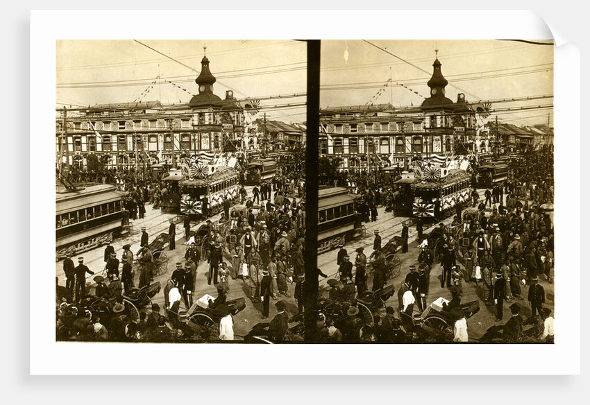 Crowds on a Tokyo street, near the train station(?) by Anonymous