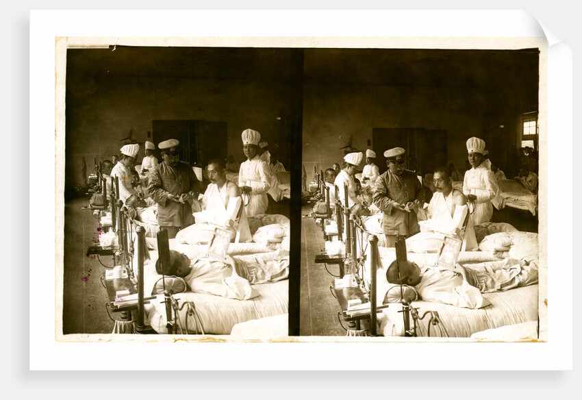 Nurses and a doctor attending wounded soldiers on a hospital ward by Anonymous