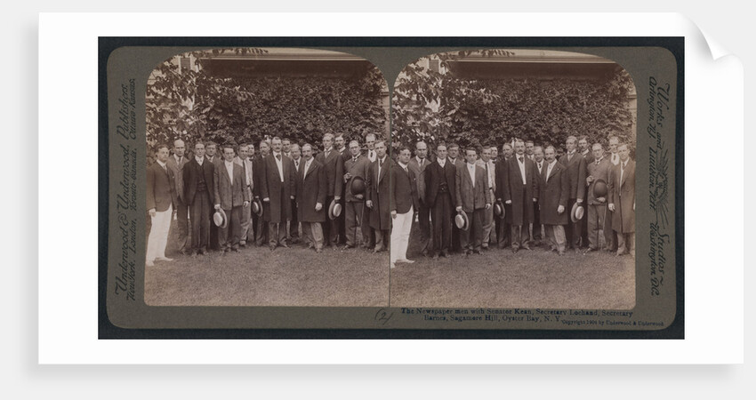 The newspaper men with Senator Kean, Secretary Loeb and, Secretary Barnes, Sagamore Hill, Oyster Bay, N.Y by Anonymous