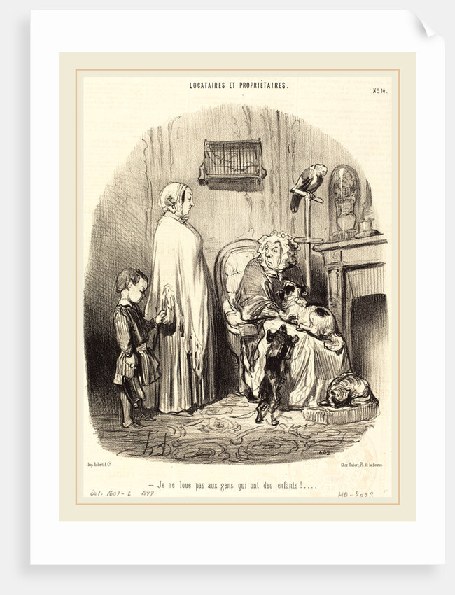 Je ne loue pas aux gens qui ont des enfants!, 1847 by Honoré Daumier