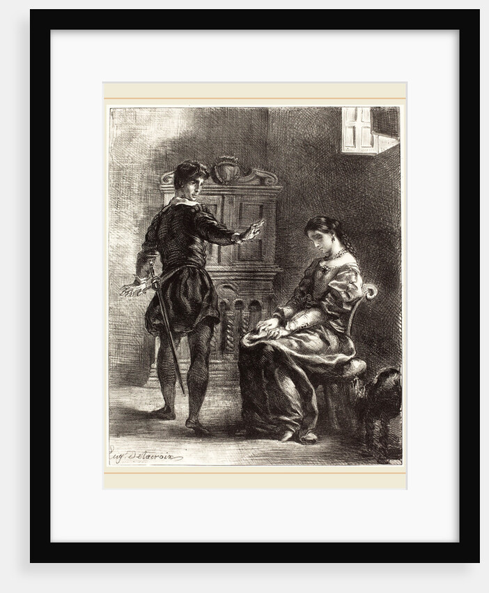Hamlet and Ophelia (Act III, Scene I), 1834-1843 by Eugène Delacroix