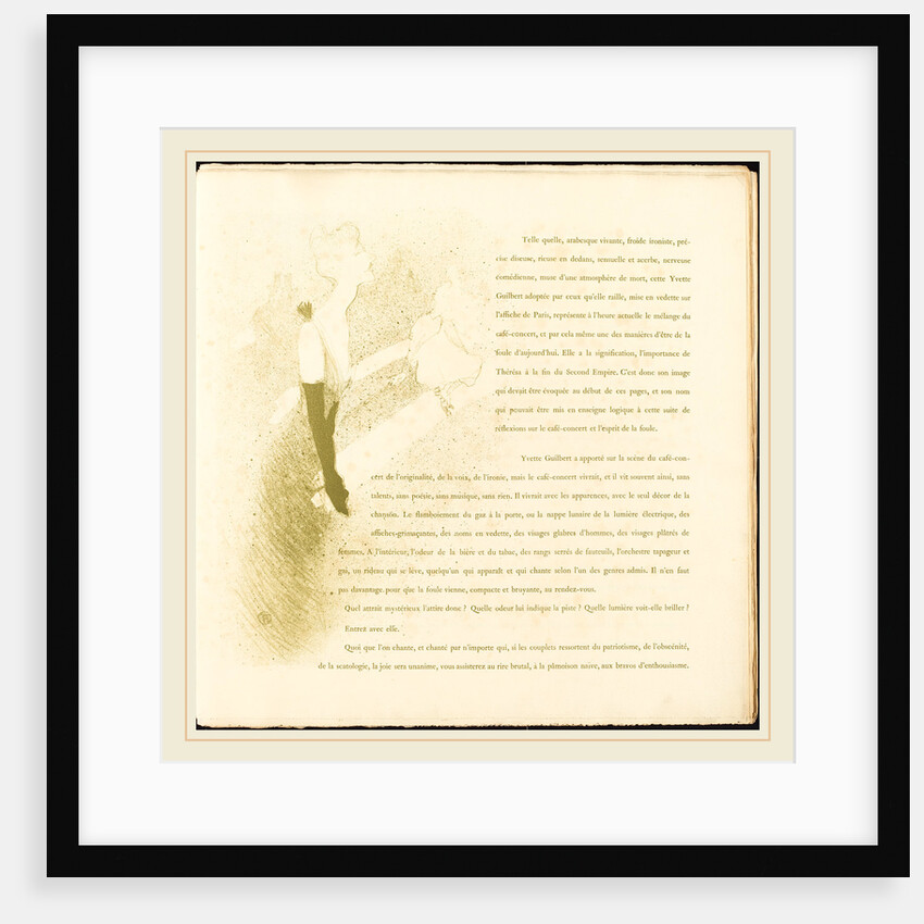 Yvette Guilbert, 1894 by Henri de Toulouse-Lautrec