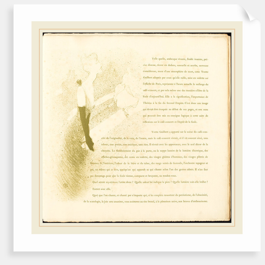 Yvette Guilbert, 1894 by Henri de Toulouse-Lautrec