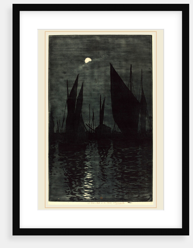 Moonlight in the Harbor at Dieppe, c. 1885 by Henri-Charles Guérard