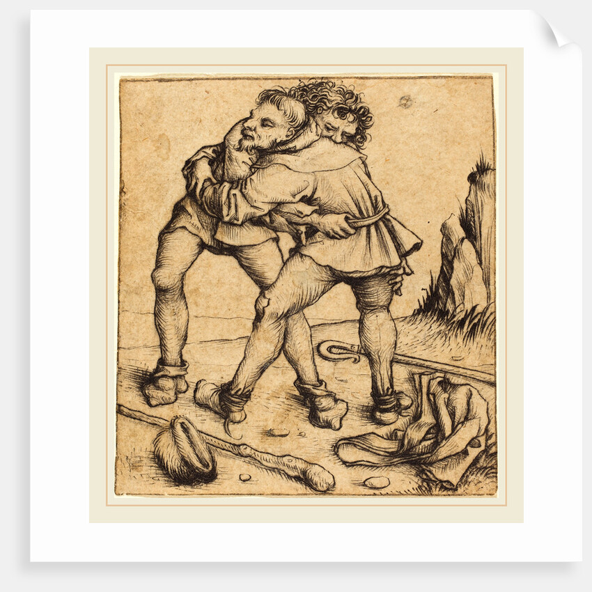 Two Peasants Fighting by Master of the Housebook