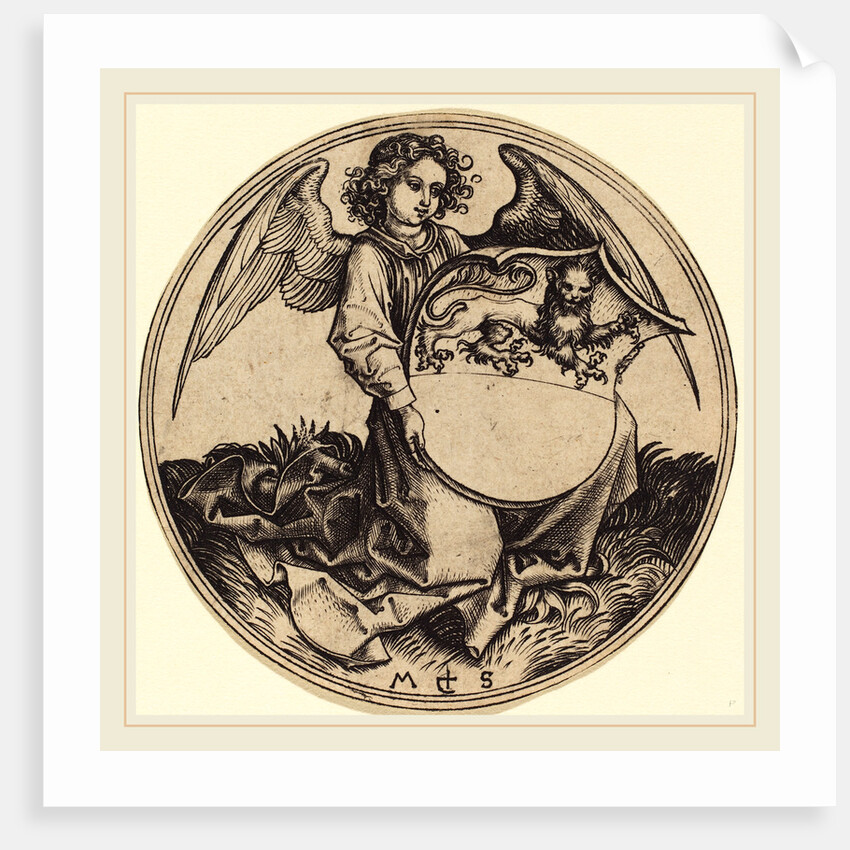 Shield with Lion, Held by Angel by Martin Schongauer