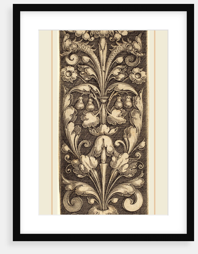 Sprig of Ornamental Foliage with Two Masks and Two Dolphins, 1530 by Heinrich Aldegrever