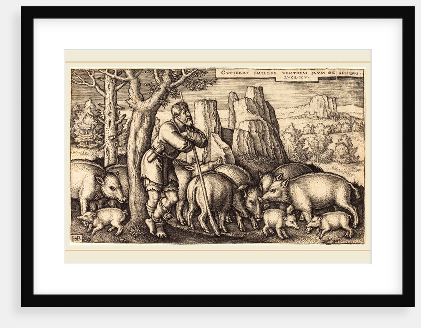 The Prodigal Son with the Swine by Sebald Beham