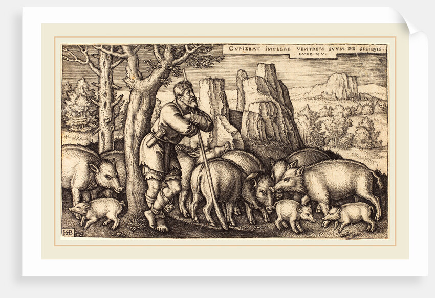 The Prodigal Son with the Swine by Sebald Beham