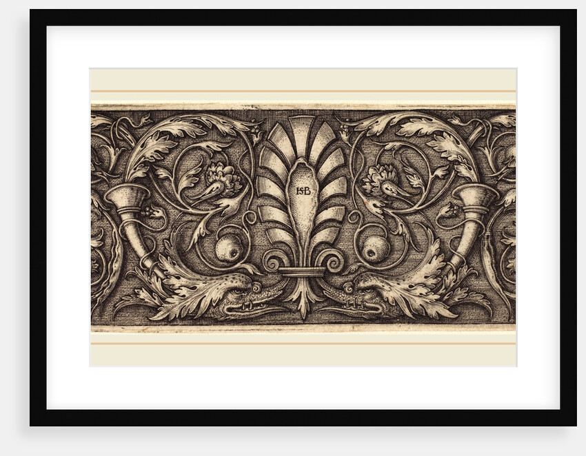 Ornament with Two Grotesque Dolphins by Sebald Beham